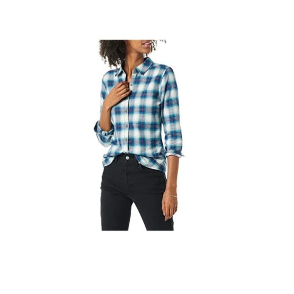 Goodthreads Teal and White Plaid Shirt
